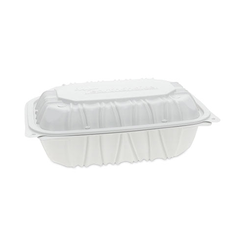 Earthchoice Vented Microwavable Mfpp Hinged Lid Container, 9 X 6 X 3.1, White, 170-carton