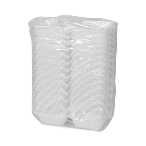 Smartlock Foam Hinged Lid Container, Sandwich, 5.75 X 5.75 X 3.25, White, 504-carton