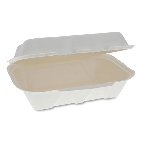 Earthchoice Bagasse Hinged Lid Container, Dual Tab Lock, 9.1 X 6.1 X 3.3, Natural, 150-carton