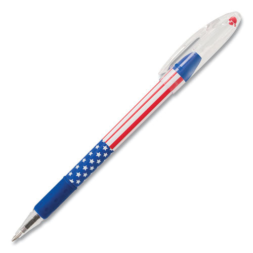 R.s.v.p. Stars And Stripes Ballpoint Pen, Stick, Fine 0.7 Mm, Black Ink, Red-white-blue Barrel, Dozen