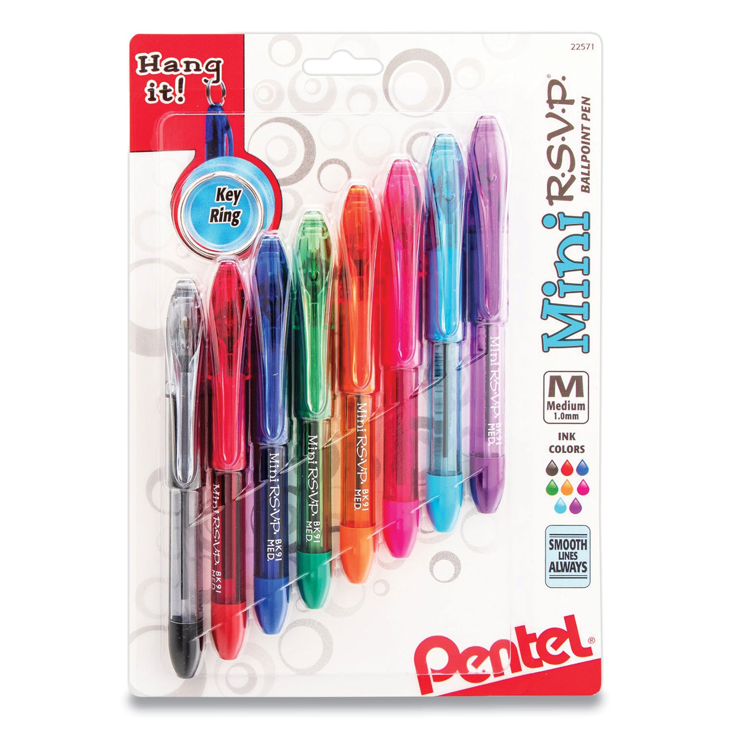 Mini R.s.v.p. Ballpoint Pen, Stick, Medium 1 Mm, Assorted Ink And Barrel Colors, 8-pack