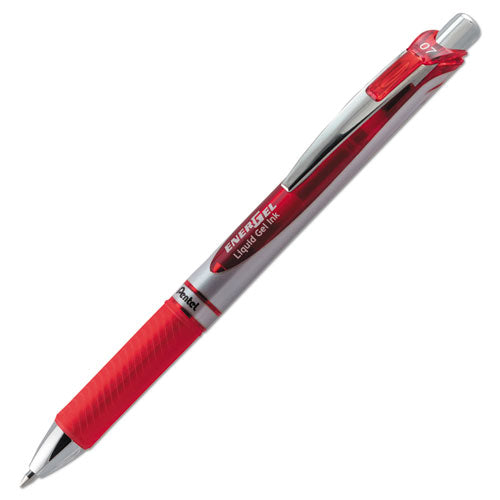 Energel Rtx Gel Pen, Retractable, Medium 0.7 Mm, Red Ink, Red-gray Barrel