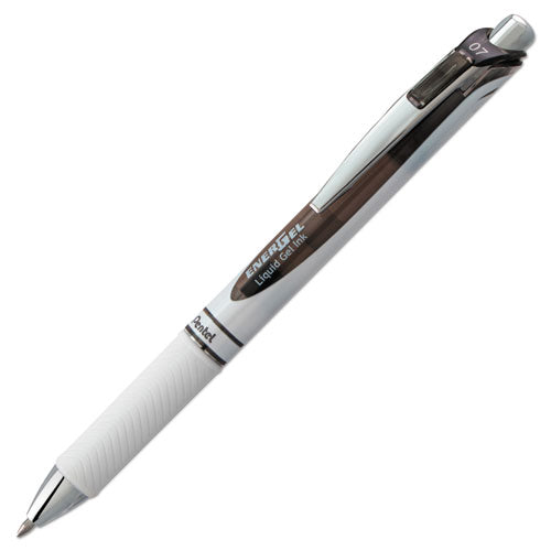 Energel Rtx Gel Pen, Retractable, Medium 0.7 Mm, Black Ink, White-black Barrel