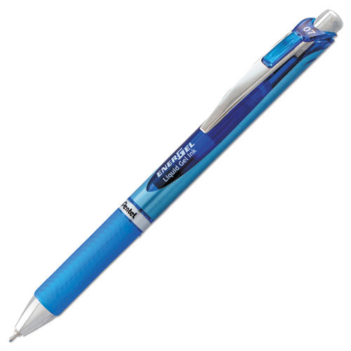 Energel Rtx Gel Pen, Retractable, Medium 0.7 Mm Needle Tip, Blue Ink, Blue-gray Barrel