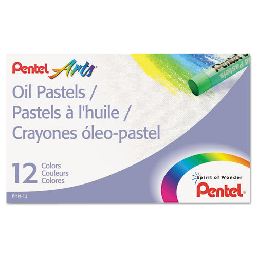 Oil Pastel Set With Carrying Case, 12 Assorted Colors, 0.38" Dia X 2.38", 12-set