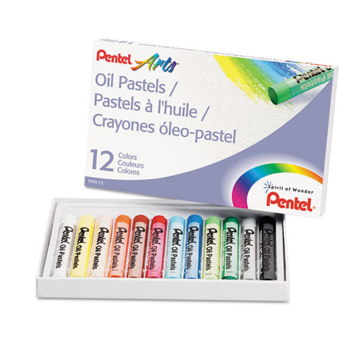 Oil Pastel Set With Carrying Case, 12 Assorted Colors, 0.38" Dia X 2.38", 12-set