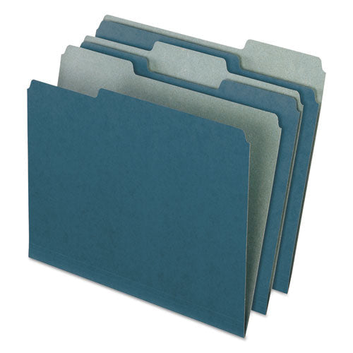 Earthwise By Pendaflex 100% Recycled Colored File Folders, 1-3-cut Tabs: Assorted, Letter Size, 0.5" Expansion, Blue, 100-box