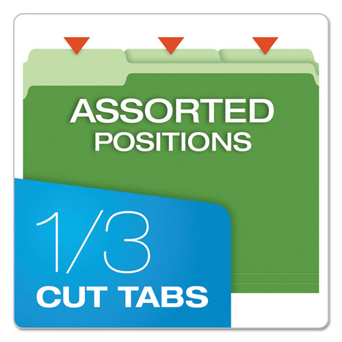 Colored File Folders, 1-3-cut Tabs, Letter Size, Green-light Green, 100-box