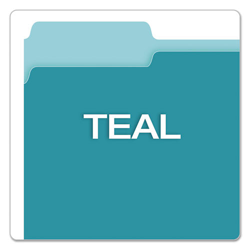 Colored File Folders, 1-3-cut Tabs, Letter Size, Teal-light Teal, 100-box