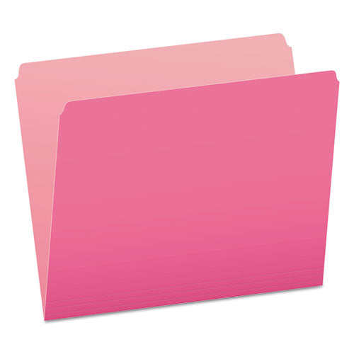 Colored File Folders, Straight Tab, Letter Size, Pink-light Pink, 100-box