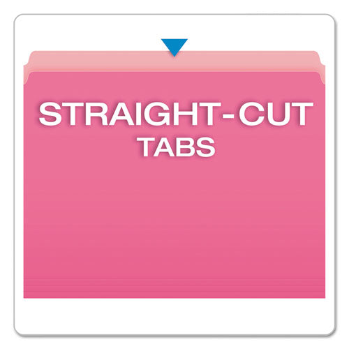 Colored File Folders, Straight Tab, Letter Size, Pink-light Pink, 100-box