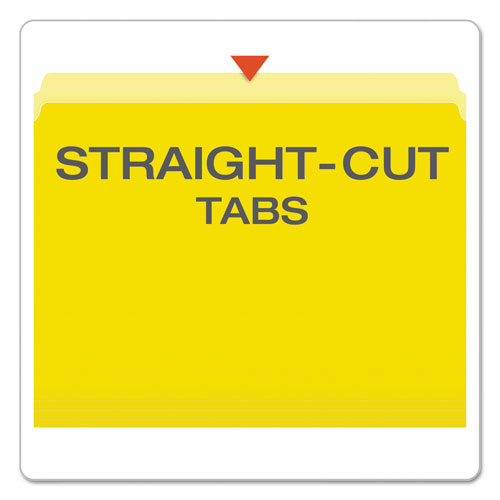 Colored File Folders, Straight Tab, Letter Size, Yellow-light Yellow, 100-box