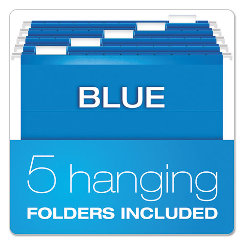 Desktop File With Hanging Folders, Letter Size, 6" Long, Blue