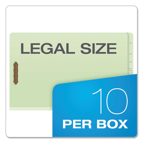 End Tab Classification Folders, 1 Divider, Legal Size, Pale Green, 10-box