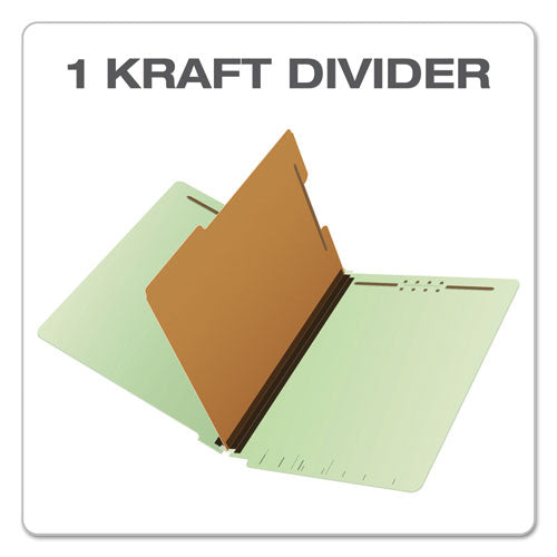 End Tab Classification Folders, 1 Divider, Legal Size, Pale Green, 10-box