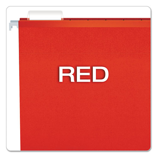 Colored Reinforced Hanging Folders, Letter Size, 1-5-cut Tab, Red, 25-box