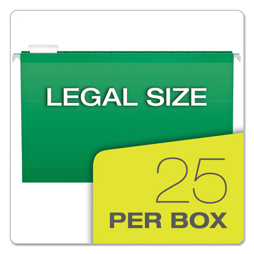 Colored Reinforced Hanging Folders, Legal Size, 1-5-cut Tab, Bright Green, 25-box