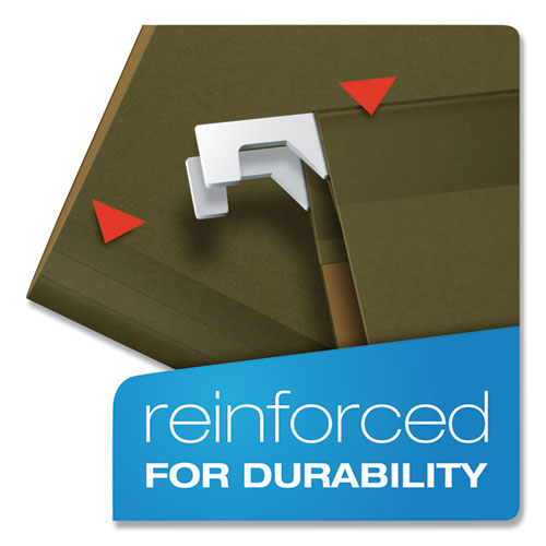 Ready-tab Reinforced Hanging File Folders, Letter Size, 1-5-cut Tab, Standard Green, 25-box