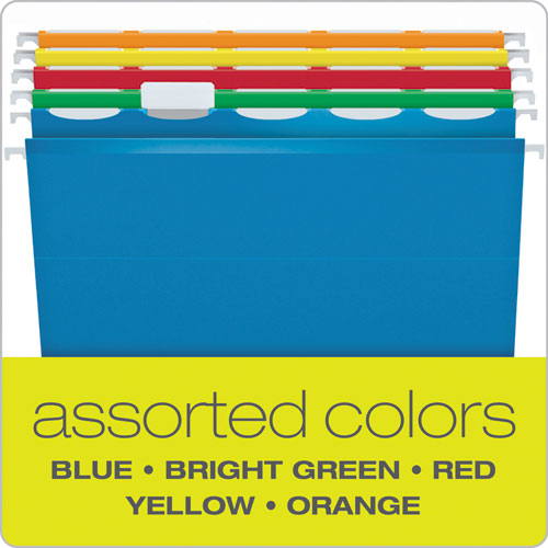 Ready-tab Colored Reinforced Hanging Folders, Legal Size, 1-6-cut Tab, Assorted, 25-box