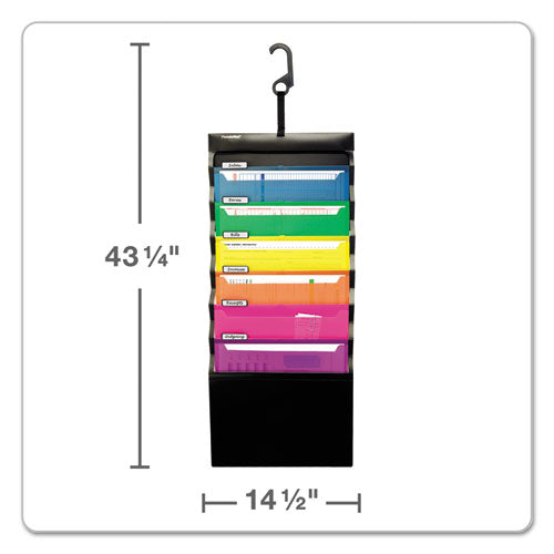 Desk Free Hanging Organizer W- Case, 1" Expansion, 6 Sections, 1-3-cut Tab, Letter Size, Randomly Assorted