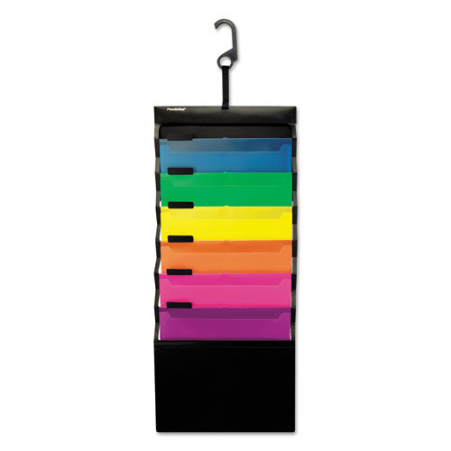 Desk Free Hanging Organizer W- Case, 1" Expansion, 6 Sections, 1-3-cut Tab, Letter Size, Randomly Assorted