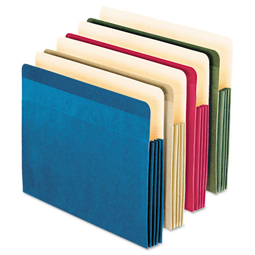 100% Recycled Colored File Pocket, 3.5" Expansion, Letter Size, Assorted, 4-pack