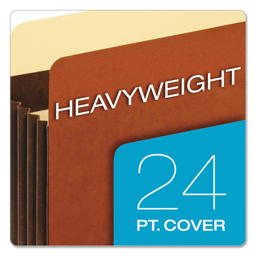 Heavy-duty File Pockets, 3.5" Expansion, Letter Size, Redrope, 25-box