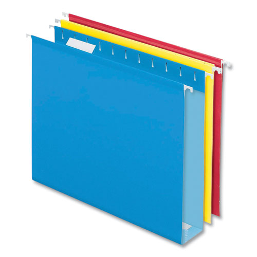 Colored Reinforced Hanging Folders, 2" Expansion, Letter Size, 1-5-cut Tab, Assorted, 12-box