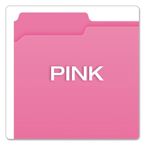 Double-ply Reinforced Top Tab Colored File Folders, 1-3-cut Tabs, Letter Size, Pink, 100-box