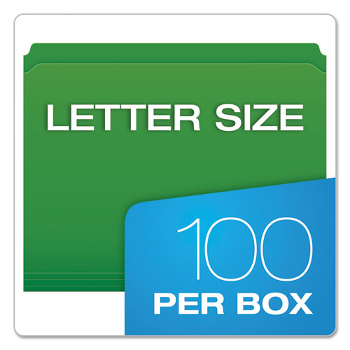 Double-ply Reinforced Top Tab Colored File Folders, Straight Tabs, Letter Size, 0.75" Expansion, Bright Green, 100-box