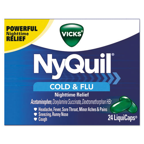 Nyquil Cold And Flu Nighttime Liquicaps, 24-box, 24 Box-carton