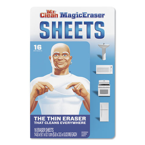 Magic Eraser Sheets, 3.5 X 5.8, 0.03" Thick, White, 16-pack, 8 Packs-carton
