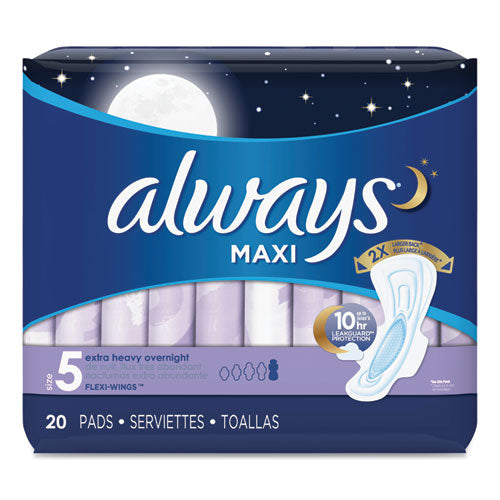 Maxi Pads, Extra Heavy Overnight, 20-pack, 6 Packs-carton