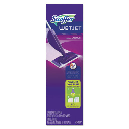 Wetjet Mop, 11 X 5 White Cloth Head, 46" Purple-silver Aluminum-plastic Handle, 2-carton