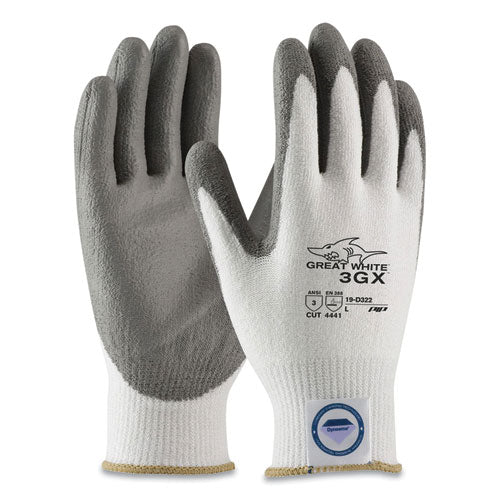 Great White 3gx Seamless Knit Dyneema Diamond Blended Gloves, Large, White-gray