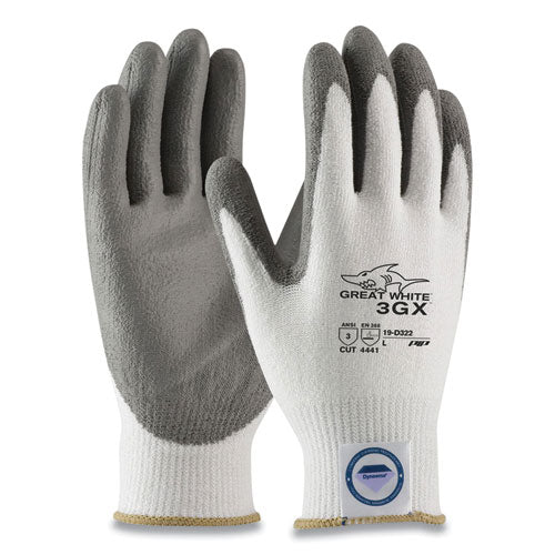 Great White 3gx Seamless Knit Dyneema Diamond Blended Gloves, Small, White-gray