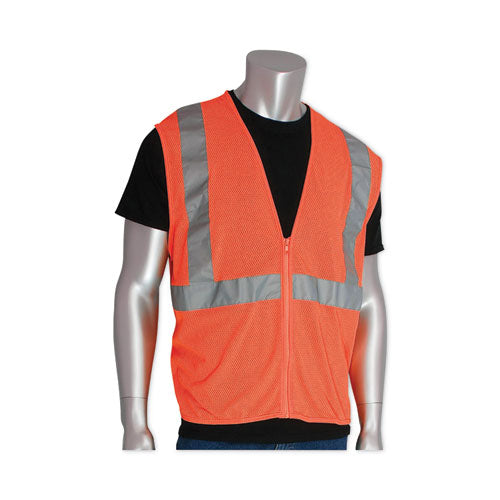 Zipper Safety Vest, Large, Hi-viz Orange
