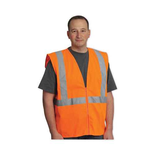 Zipper Safety Vest, Large, Hi-viz Orange