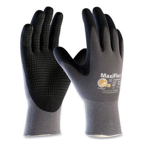Endurance Seamless Knit Nylon Gloves, Large (size 9), Gray-black, 12 Pairs