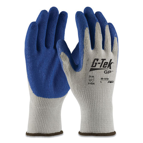 Gp Latex-coated Cotton-polyester Gloves, Large, Gray-blue, 12 Pairs