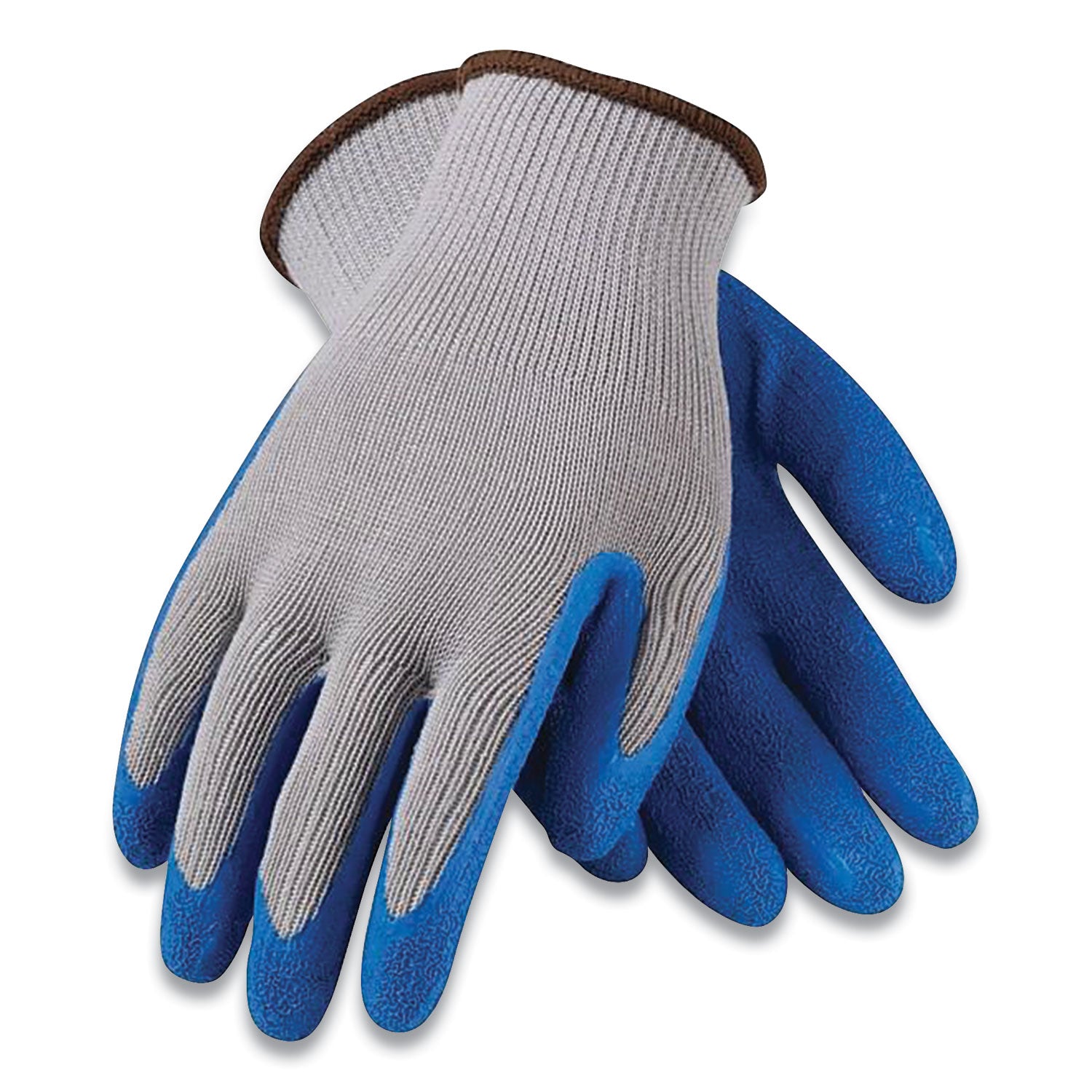 Gp Latex-coated Cotton-polyester Gloves, Medium, Gray-blue, 12 Pairs