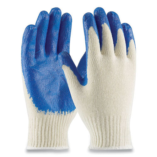 Seamless Knit Cotton-polyester Gloves, Regular Grade, Large, White-blue, 12 Pairs