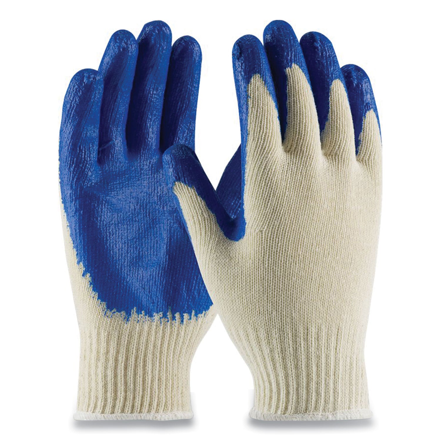 Seamless Knit Cotton-polyester Gloves, Regular Grade, Small, White-blue, 12 Pairs