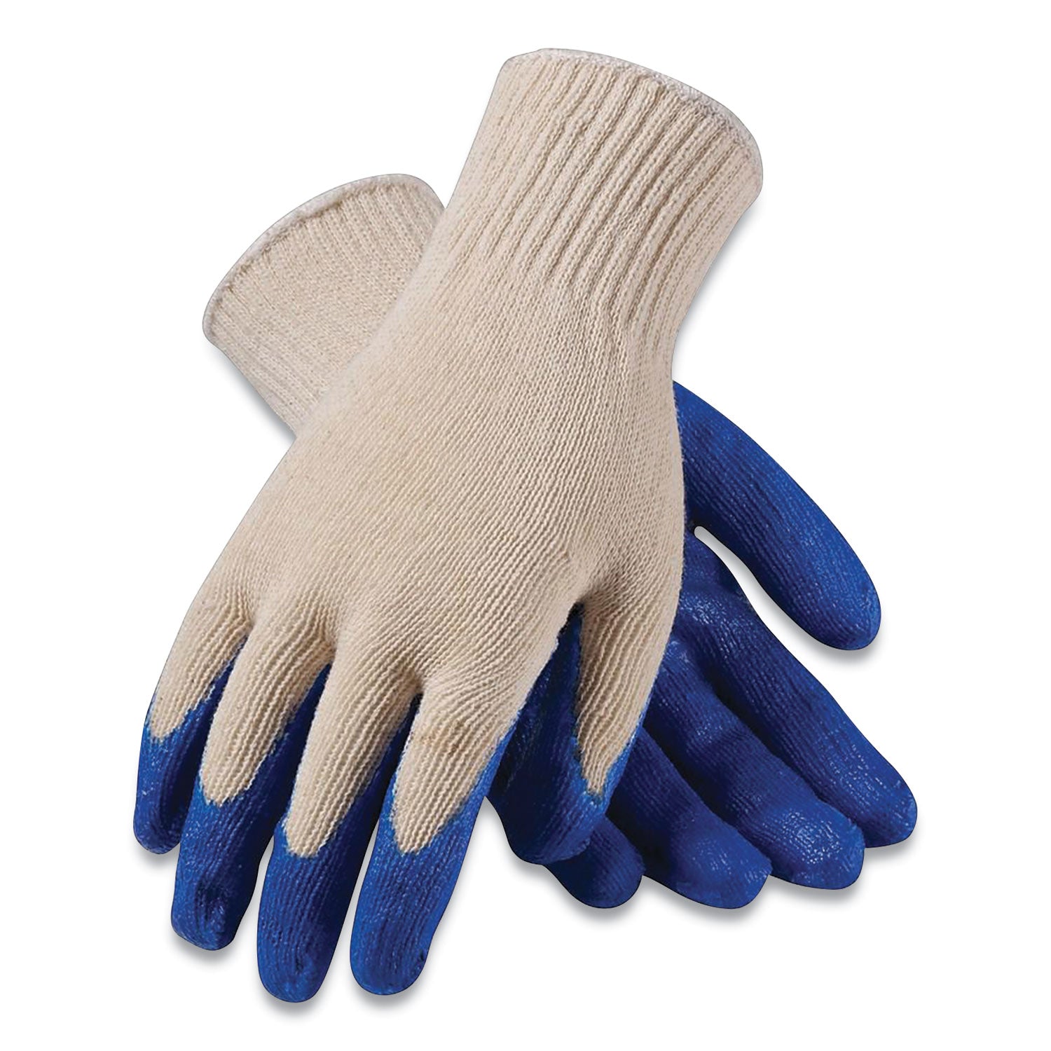 Seamless Knit Cotton-polyester Gloves, Regular Grade, Small, White-blue, 12 Pairs