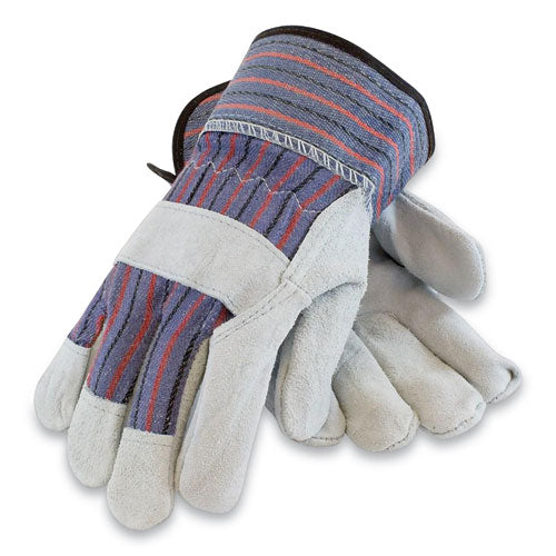 Shoulder Split Cowhide Leather Palm Gloves, B-c Grade, Large, Blue-gray, 12 Pairs