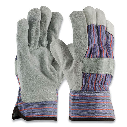 Shoulder Split Cowhide Leather Palm Gloves, B-c Grade, Large, Blue-gray, 12 Pairs
