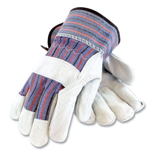 Shoulder Split Cowhide Leather Palm Gloves, B-c Grade, Medium, Blue-gray, 12 Pairs