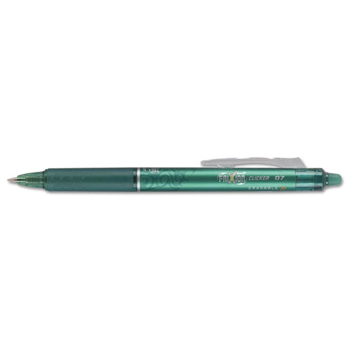 Frixion Clicker Erasable Gel Pen, Retractable, Fine 0.7 Mm, Green Ink, Green Barrel, Dozen