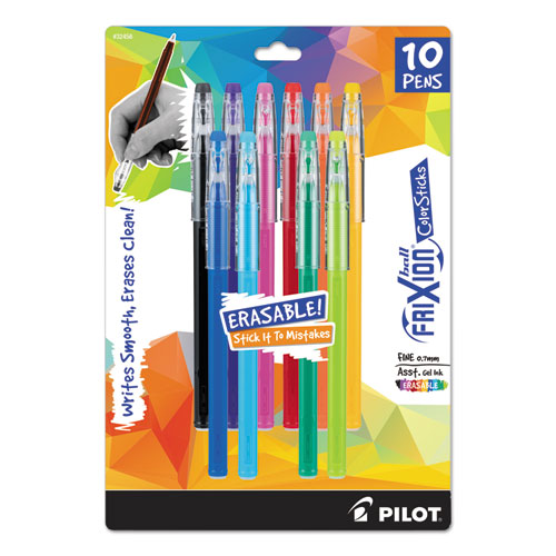 Frixion Colorsticks Erasable Gel Pen, Stick, Fine 0.7 Mm, Assorted Ink And Barrel Colors, 10-pack
