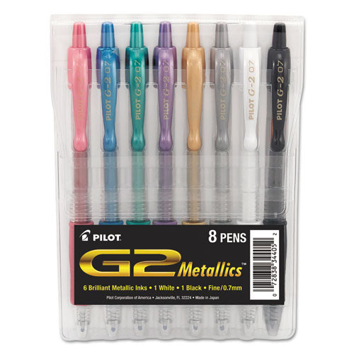G2 Metallics Gel Pen, Retractable, Fine 0.7 Mm, Assorted Ink And Barrel Colors, 8-pack
